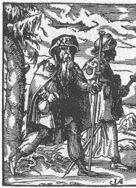 Zwei Jakobsbrüder Stich von Jost Amann 1568